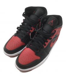 NIKE AIR JORDAN1 MID（ナイキエアジョーダン1 ミッド）の古着「ハイカットスニーカーNIKE AIR JORDAN1 MID」｜ブラック×レッド