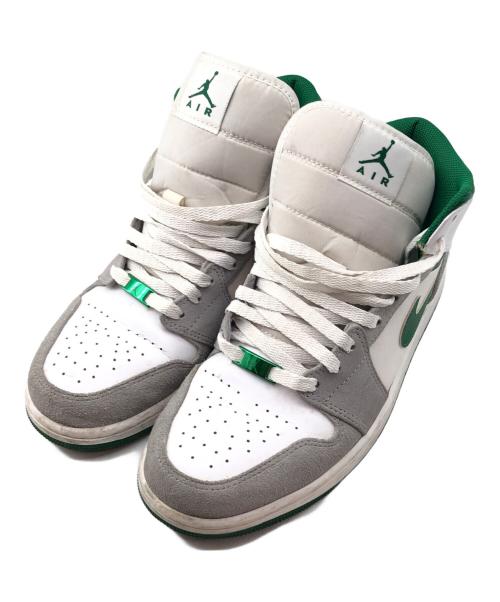 NIKE（ナイキ）NIKE (ナイキ) ハイカットスニーカーAIR JORDAN1 Mid ホワイト×グリーン サイズ:27.5cmの古着・服飾アイテム