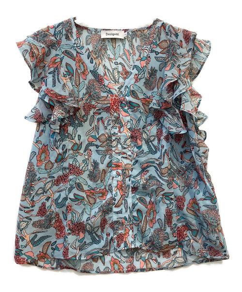 Desigual（デシグアル）Desigual (デシグアル) ブラウス　24WWBWX7 ブルー×ピンク サイズ:XLの古着・服飾アイテム
