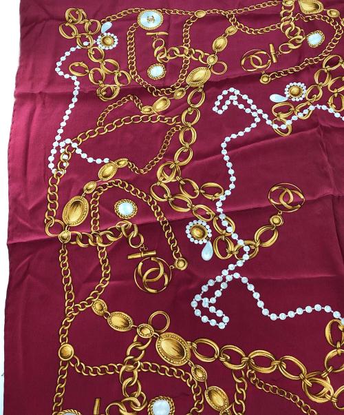 CHANEL（シャネル）CHANEL (シャネル) チェーン柄シルクスカーフ レッドの古着・服飾アイテム