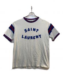 Saint Laurent Paris（サンローランパリ）の古着「フェルト3Dロゴ半袖カットソー」｜ホワイト×ブルー