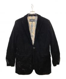 BURBERRY BLACK LABEL（バーバリーブラックレーベル）の古着「ベロアテーラードジャケット」｜ブラック×ベージュ