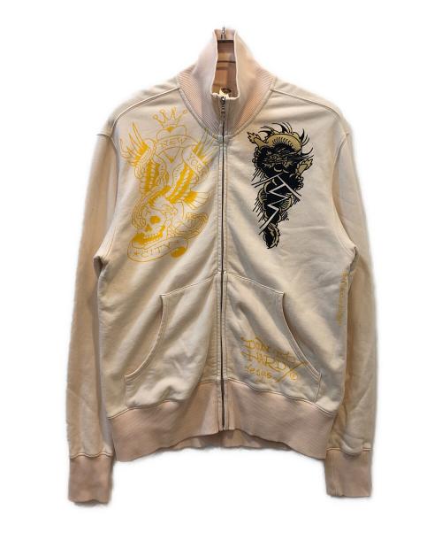 Ed Hardy（エド ハーディー）ED HARDY (エド ハーディー) ジップアップスウェット ベージュ サイズ:Ｍの古着・服飾アイテム