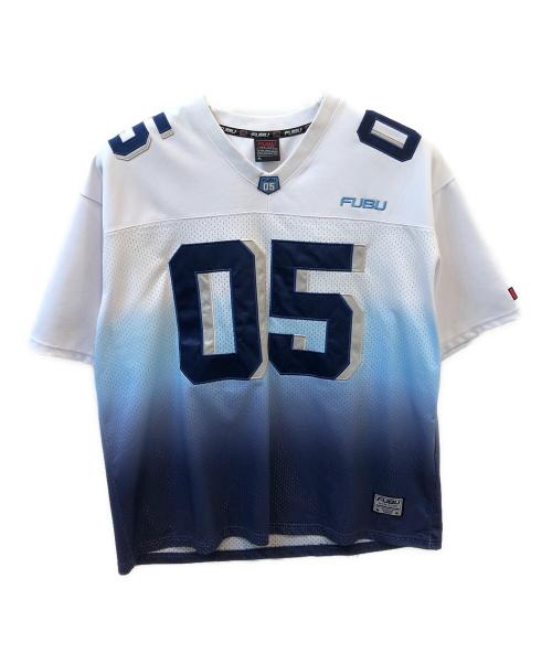 FUBU（フブ）FUBU (フブ) グラデーションゲームシャツ ホワイト×ブルー サイズ:XLの古着・服飾アイテム