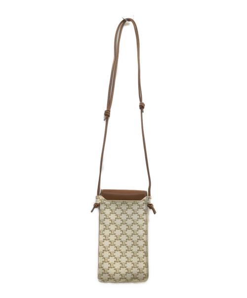 CELINE（セリーヌ）CELINE (セリーヌ) トリオンフキャンバスモバイルポーチ ブラウン×ベージュの古着・服飾アイテム
