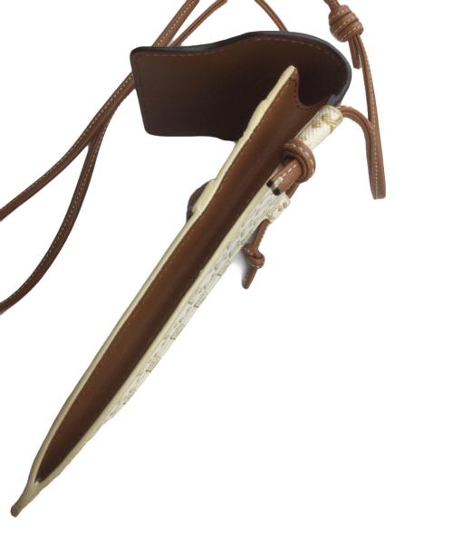 CELINE（セリーヌ）CELINE (セリーヌ) トリオンフキャンバスモバイルポーチ ブラウン×ベージュの古着・服飾アイテム