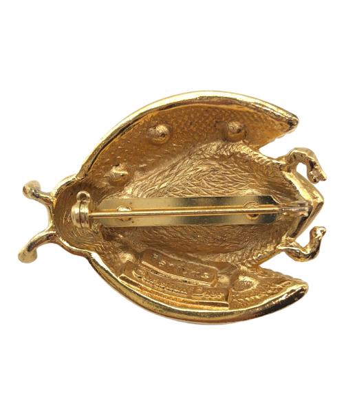 Christian Dior（クリスチャン ディオール）Christian Dior (クリスチャン ディオール) てんとう虫型ブローチ ゴールド×グリーンの古着・服飾アイテム