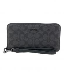 COACH（コーチ）の古着「ロング ジップ アラウンド ウォレット」｜チャコール/ブラック
