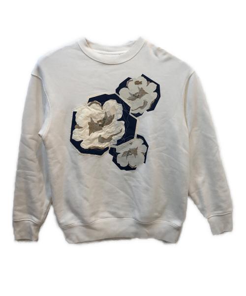 LACOSTE（ラコステ）LACOSTE (ラコステ) クルーネックスウェット フラワーグラフィック ホワイト サイズ:34の古着・服飾アイテム