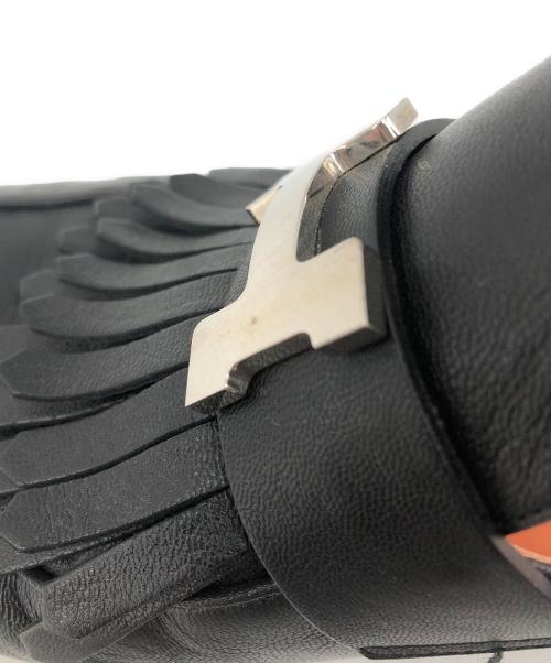 HERMES（エルメス）HERMES (エルメス) フリンジミュール ブラック サイズ:37 1/2の古着・服飾アイテム