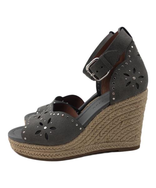 COACH（コーチ）COACH (コーチ) ウェッジソールサンダル グレー×ナチュラル サイズ:5 未使用品の古着・服飾アイテム