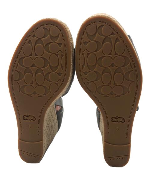 COACH（コーチ）COACH (コーチ) ウェッジソールサンダル グレー×ナチュラル サイズ:5 未使用品の古着・服飾アイテム