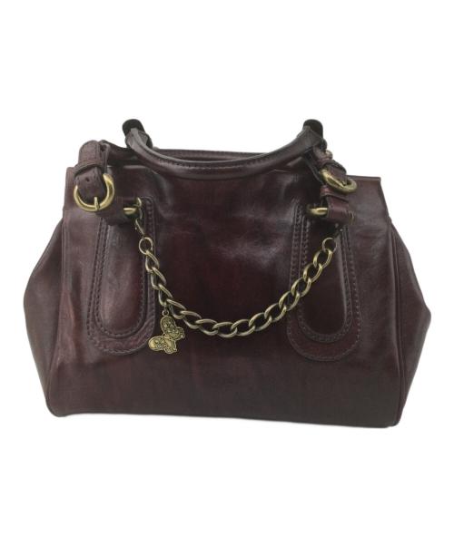 ANNA SUI（アナスイ）ANNA SUI (アナスイ) レザーハンドバッグ ボルドーの古着・服飾アイテム