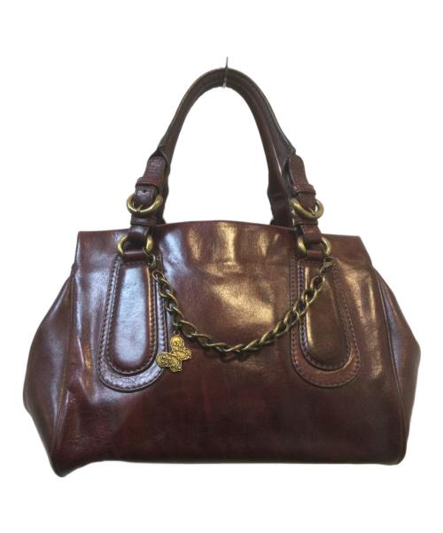 ANNA SUI（アナスイ）ANNA SUI (アナスイ) レザーハンドバッグ ボルドーの古着・服飾アイテム