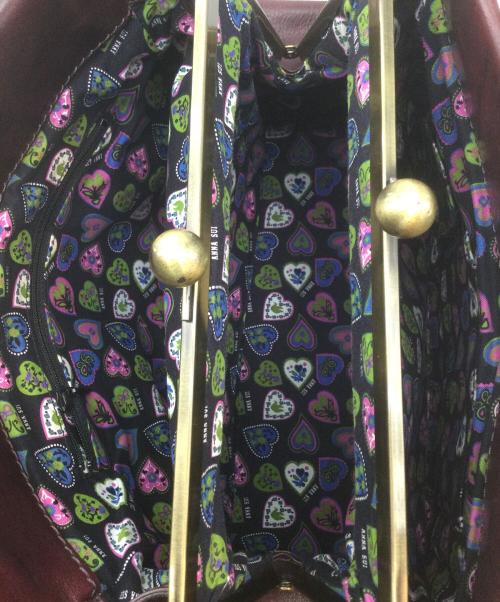 ANNA SUI（アナスイ）ANNA SUI (アナスイ) レザーハンドバッグ ボルドーの古着・服飾アイテム