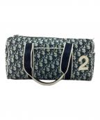 Christian Diorクリスチャン ディオール）の古着「ボストンバッグ　トロッターＮo2」｜ネイビー×ホワイト