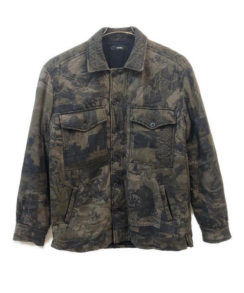 DIESEL（ディーゼル）DIESEL (ディーゼル) 中綿ジャケット　カモフラージュ グリーン×ブラック サイズ:Sの古着・服飾アイテム