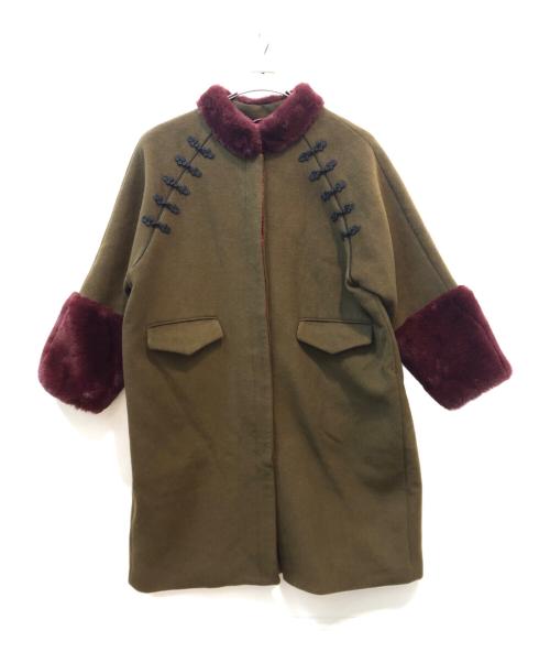 PAMEO POSE（パメオポーズ）PAMEO POSE (パメオポーズ) ウールコート オリーブ サイズ:Fの古着・服飾アイテム