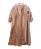 6(ROKU) BEAUTY&YOUTHロク ビューティーアンドユース）の古着「長袖ワンピース」｜ブラウン