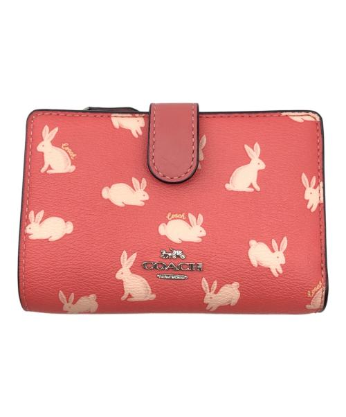 COACH（コーチ）COACH (コーチ) 2つ折り財布 ピンク×ベージュの古着・服飾アイテム