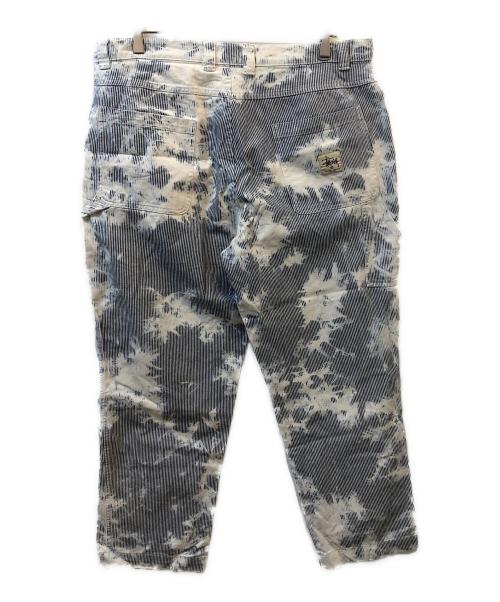 stussy（ステューシー）stussy (ステューシー) ダブルニーペインターパンツ　ヒッコリー ネイビー×ホワイト サイズ:36の古着・服飾アイテム