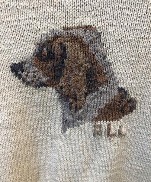 LAUREN RALPH LAUREN（ローレンラルフローレン）LAUREN RALPH LAUREN (ローレンラルフローレン) 薄手ニット　犬柄 90S ベージュ サイズ:Sの古着・服飾アイテム