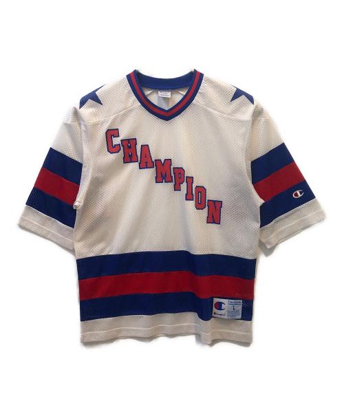 Champion（チャンピオン）Champion (チャンピオン) ホッケーシャツ ホワイト×ブルー サイズ:Ｌの古着・服飾アイテム