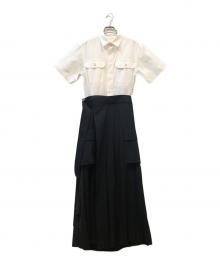 sacai（サカイ）の古着「半袖ワンピース」｜ホワイト×ブラック