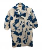 Ameriアメリ）の古着「UND SHADOW FLOWER WOOL COAT」｜アイボリー×ブルー