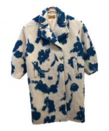 Ameri（アメリ）の古着「UND SHADOW FLOWER WOOL COAT」｜アイボリー×ブルー