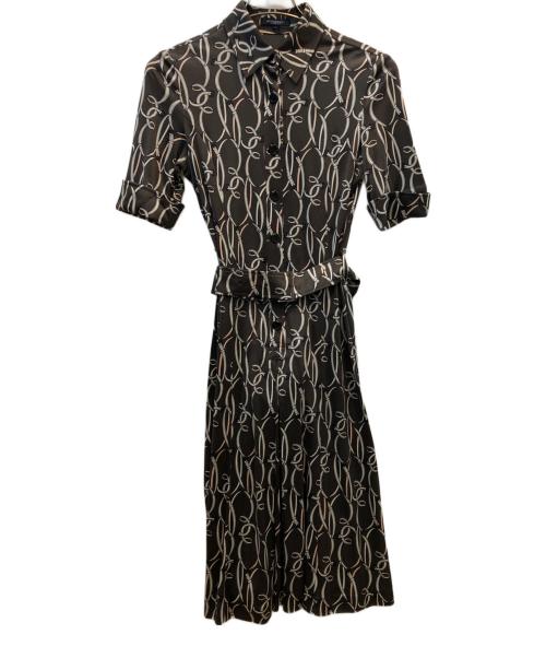 BURBERRY LONDON（バーバリーロンドン）BURBERRY LONDON (バーバリーロンドン) 半袖ワンピース グレー×ホワイト サイズ:40の古着・服飾アイテム