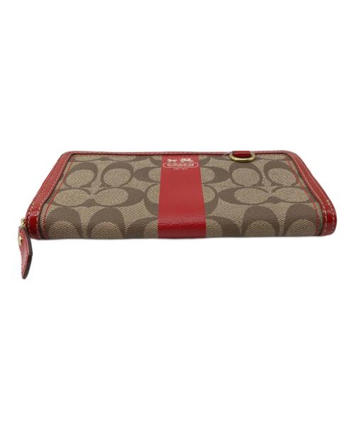 COACH（コーチ）COACH (コーチ) 長財布 レッド×ブラウンの古着・服飾アイテム