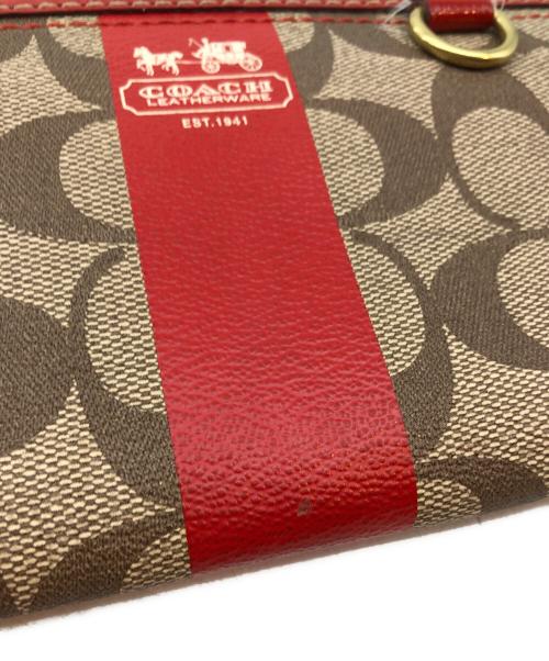 COACH（コーチ）COACH (コーチ) 長財布 レッド×ブラウンの古着・服飾アイテム