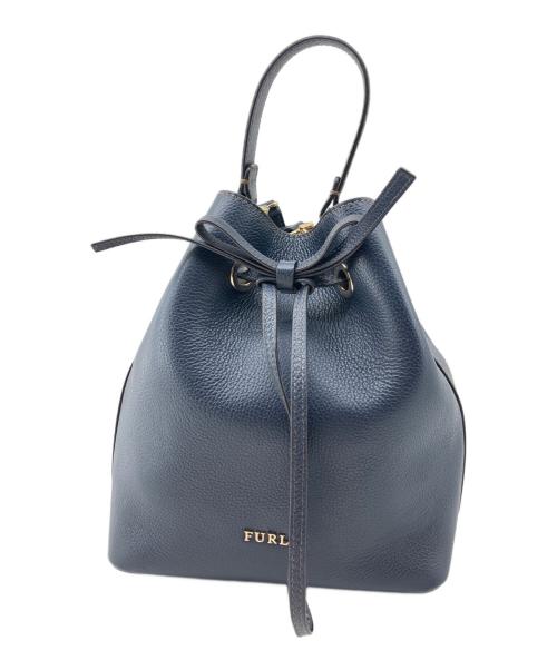 FURLA（フルラ）FURLA (フルラ) 巾着ショルダーバッグ ネイビーの古着・服飾アイテム