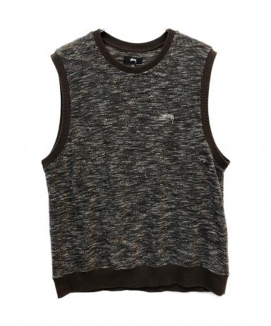 中古・古着通販】stussy (ステューシー) ニットベスト ブラウン×グレー