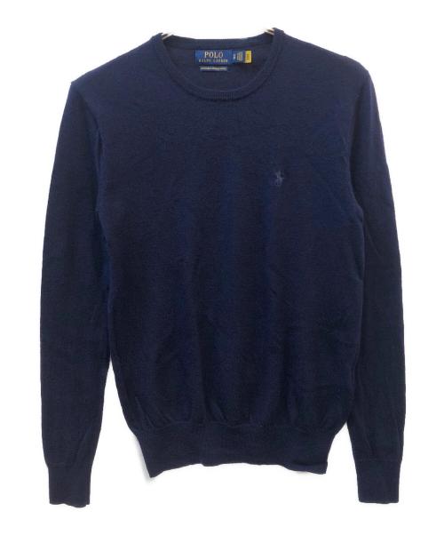 POLO RALPH LAUREN（ポロ・ラルフローレン）POLO RALPH LAUREN (ポロ・ラルフローレン) 薄手ニット	ウール100 ネイビー サイズ:XSの古着・服飾アイテム