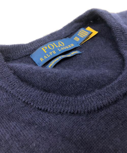 POLO RALPH LAUREN（ポロ・ラルフローレン）POLO RALPH LAUREN (ポロ・ラルフローレン) 薄手ニット	ウール100 ネイビー サイズ:XSの古着・服飾アイテム