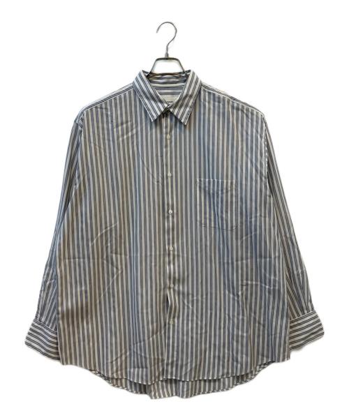 MARKAWARE（マーカウェア）MARKAWARE (マーカウェア) 長袖シャツ COMFORT FIT SHIRT WASHABLE WOOL OXFORD ホワイト×ネイビー サイズ:3の古着・服飾アイテム
