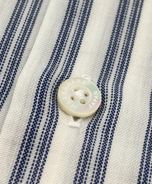 MARKAWARE（マーカウェア）MARKAWARE (マーカウェア) 長袖シャツ COMFORT FIT SHIRT WASHABLE WOOL OXFORD ホワイト×ネイビー サイズ:3の古着・服飾アイテム