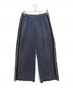 SASQUATCHfabrix.サスクワッチファブリックス）の古着「FAUX SUEDE FLARE SILHOUETTE TRACK PANTS」｜ネイビー