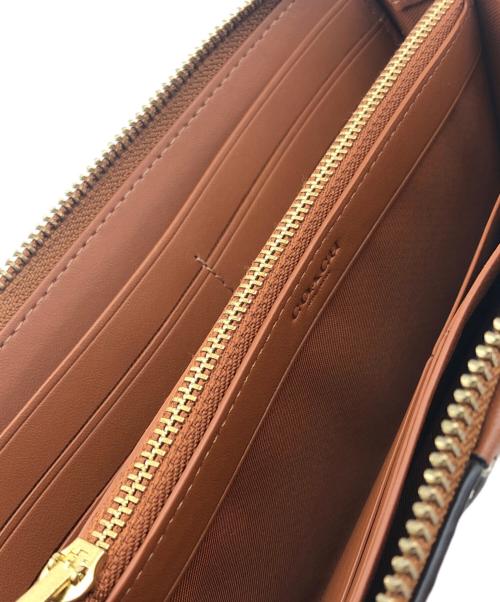 COACH（コーチ）COACH (コーチ) エッセンシャルスリムアコーディオンジップウォレット ホースキャリッジ ホワイト×ブラウン サイズ:不明の古着・服飾アイテム