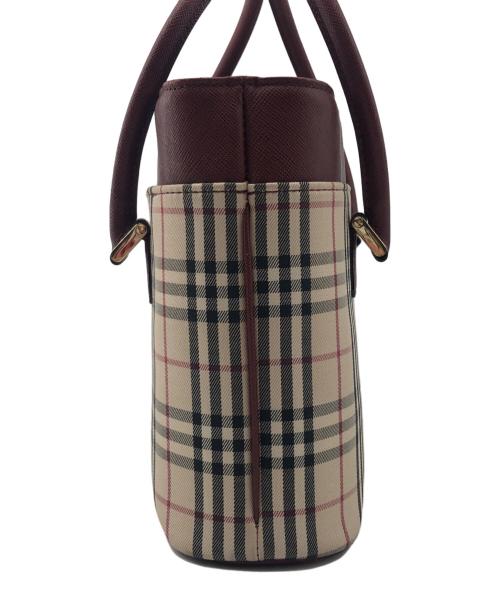 BURBERRY（バーバリー）BURBERRY (バーバリー) ハンドバッグ ノバチェック ボルドー×ベージュ サイズ:不明の古着・服飾アイテム
