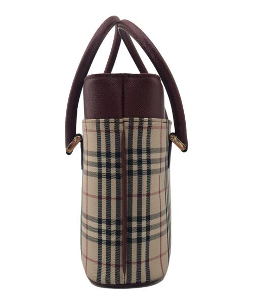 BURBERRY（バーバリー）BURBERRY (バーバリー) ハンドバッグ ノバチェック ボルドー×ベージュ サイズ:不明の古着・服飾アイテム