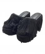 YELLOイエロ）の古着「ROOT FRINGED PLATFORM MULES」｜ブラック