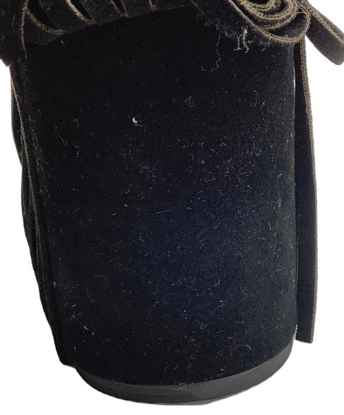 YELLO（イエロ）YELLO (イエロ) ROOT FRINGED PLATFORM MULES ブラック サイズ:Sの古着・服飾アイテム