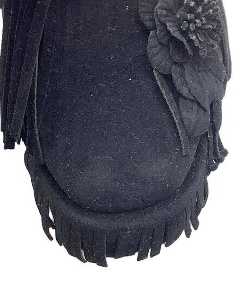 YELLO（イエロ）YELLO (イエロ) ROOT FRINGED PLATFORM MULES ブラック サイズ:Sの古着・服飾アイテム
