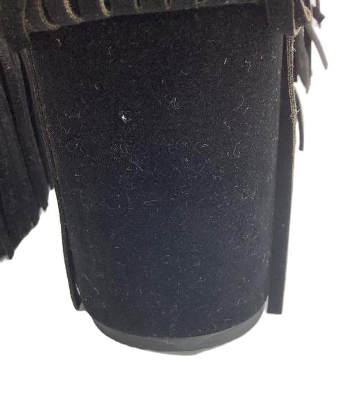 YELLO（イエロ）YELLO (イエロ) ROOT FRINGED PLATFORM MULES ブラック サイズ:Sの古着・服飾アイテム