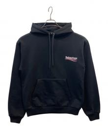 BALENCIAGA（バレンシアガ）の古着「プルオーバーパーカー　ポリティカル キャンペーン ロゴ パーカー」｜ブラック