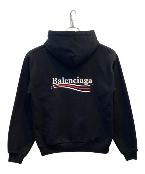 BALENCIAGA（バレンシアガ）BALENCIAGA (バレンシアガ) プルオーバーパーカー　ポリティカル キャンペーン ロゴ パーカー ブラック サイズ:XSの古着・服飾アイテム