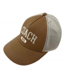 COACH（コーチ）の古着「メッシュキャップ シグネチャー」｜ブラウン×ホワイト